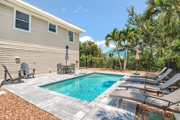 Outdoor Oasis: Be ready for relaxation by our sparkling heated pool with serene views and tropical vibes!