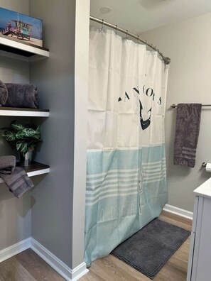 Shower, hair dryer, shampoo - Family Home on Mayo Peninsula | Deck | Sleeps 10 (Edgewater)