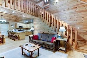 Smart TV, fireplace, video games, foosball - Secluded Cabin w/ Hot Tub & Mountain Views (Cherry Log)