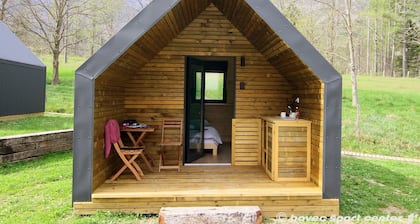 Glamping cabins in the middle of the nature, but still close to town center.