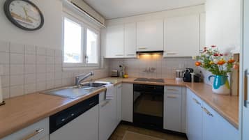 Fridge, oven, dishwasher, coffee/tea maker