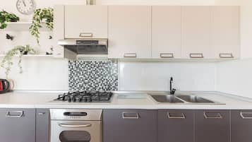 Family Apartment, 2 Bedrooms, 2 Bathrooms, Mountainside (Serene Retreat Apartment St. Anton) | Private kitchen | Fridge, oven, stovetop, dishwasher