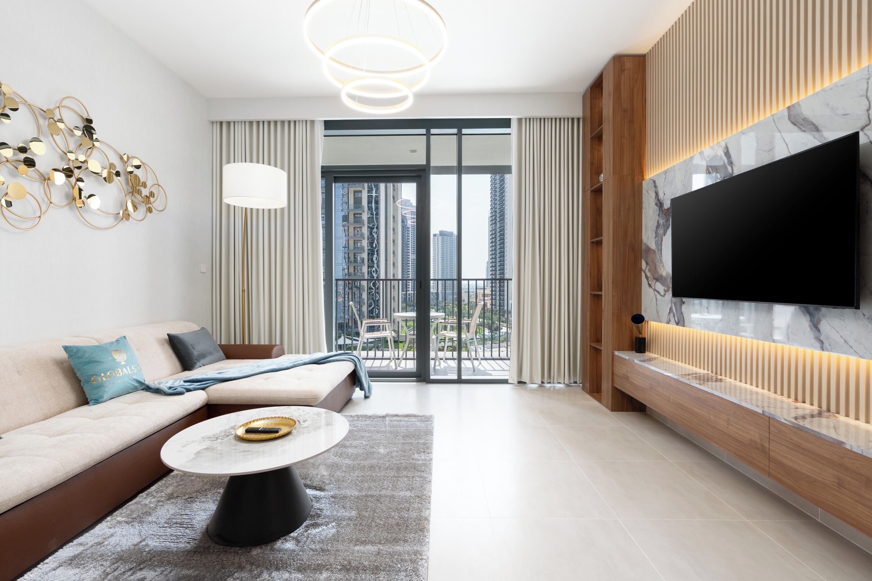 Superior Apartment, 2 Bedrooms, Balcony, Canal View | Living area | 52-inch flat-screen TV with satellite channels, Netflix, Hulu