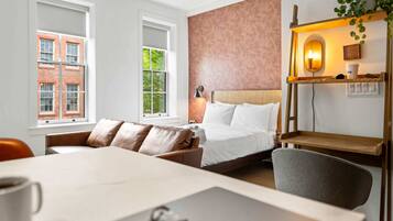 1 bedroom, desk, iron/ironing board, travel cot