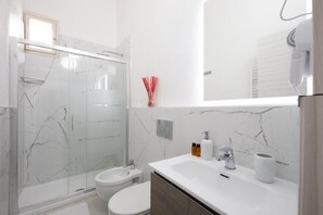 Dusche, Haartrockner, Bidet, Handtücher