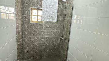Shower, soap, toilet paper