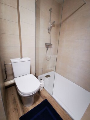Douche, articles de toilette (gratuits), séchoir à cheveux