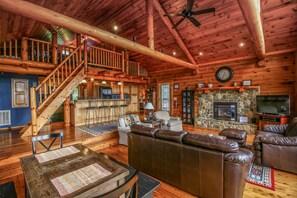 Smart TV, fireplace, video games, DVD player