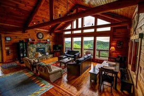 Smart TV, fireplace, video games, DVD player