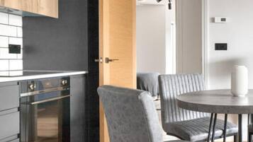 Apartment | Private kitchen | Fridge, microwave, oven, stovetop