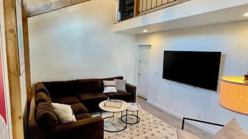 Smart TV, fireplace, video games, table football