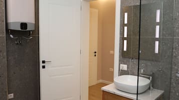 Ducha, secador de pelo, bidé y toallas