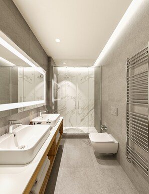 Dusche, Haartrockner, Handtücher