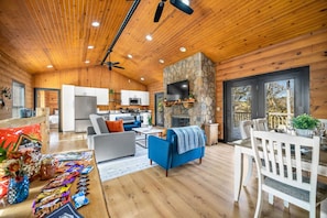 TV, fireplace, ping pong