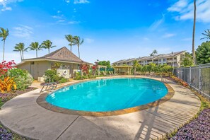 Una piscina al aire libre, una piscina climatizada
