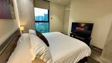 2 bedrooms, iron/ironing board, travel crib, WiFi