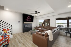 Smart TV, fireplace, video games, ping pong