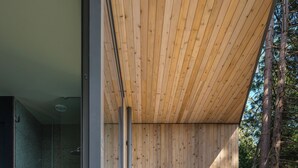A modern bathroom with a bathtub and a shower. - Tsuga Beach Inn - Waterfront Retreat - NEW - Mahonia Room (Sechelt)