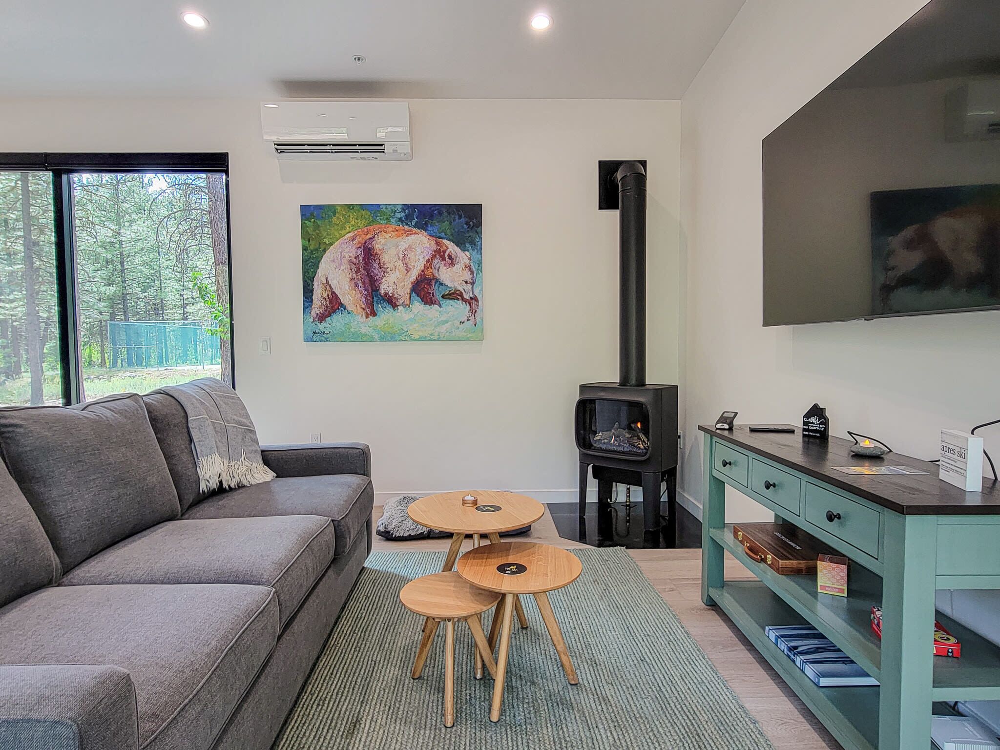 TV, fireplace, offices