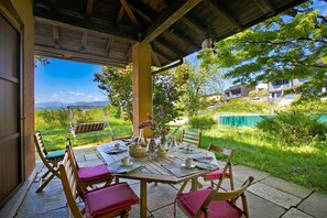 Family Villa, Multiple Bedrooms, 2 Bathrooms, Mountainside (Three Lakes Villa Varese) | Outdoor dining - Three Lakes Villa Varese (Buguggiate)