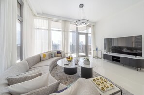 Luxury Apartment, 3 Bedrooms, Non Smoking, City View | Living area - EDEN'S Homes & Villas - BLVD Crescent (Dubai)