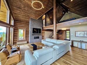 Smart TV, chimenea, videojuegos, libros