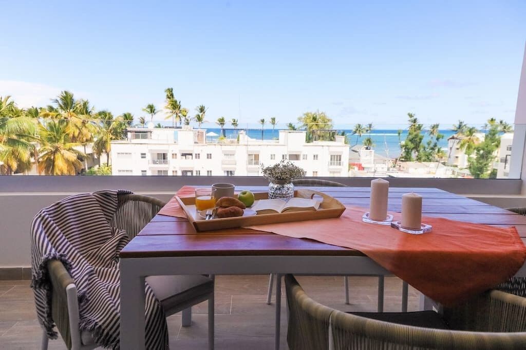 Appartement Penthouse Deluxe, 3 chambres, vue partielle sur l'océan | Balcon