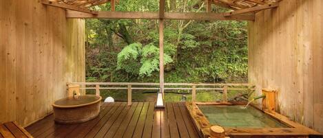 Luxury Room, Private Bathroom, River View (with Open-Air Bath, 103) | Bathroom | Separate tub and shower, free toiletries, hair dryer, towels