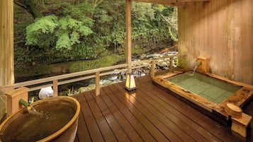Luxury Room, Private Bathroom, River View (with Open-Air Bath, 103) | Bathroom | Separate tub and shower, free toiletries, hair dryer, towels