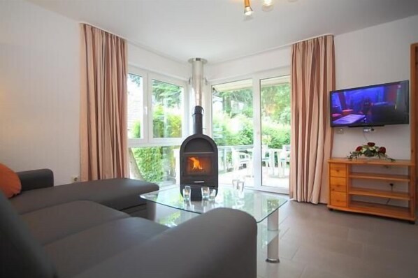 Televisión, chimenea