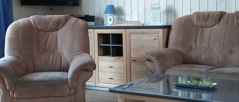 Una televisión, una chimenea