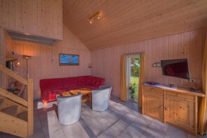 TV, fireplace - Wildgans Classic 25 - Großzügiges Skandinavisches Ferienhaus auf 2 Ebenen (Rechlin-Nord)