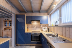 Fridge, microwave, oven, stovetop - Seeschwalbe Classic 3 - Spacious vacation home with its own sauna and whirlpool (Rechlin-Nord)