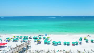 On the beach, beach towels