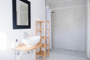 Hair dryer, towels, toilet paper