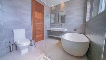 Deluxe Apartment, City View | Bathroom | Free toiletries, bidet, towels, soap