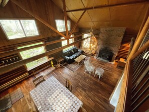 Fireplace - Private Forest Cabin Just Steps from the River & Beach (Woodlands County)