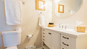 Shower, towels, soap, shampoo