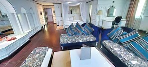 Premium bedding, minibar, laptop workspace, free cots/infant beds