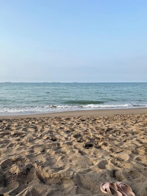 Private beach, sun-loungers, beach umbrellas, beach volleyball