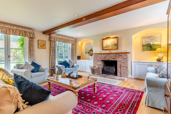 TV, fireplace