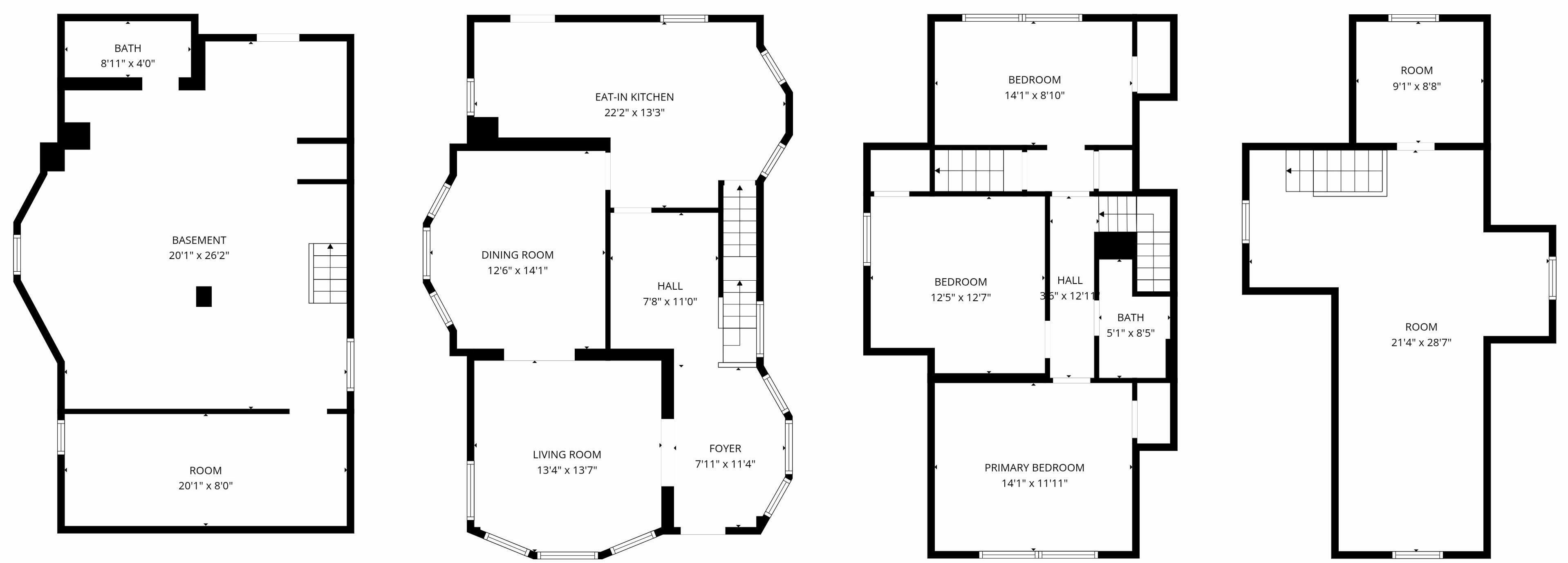 A floor plan with a living room, dining room, kitchen, two bedrooms, a bathroom, and a foyer.