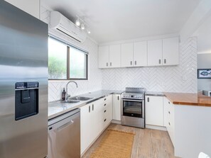 Fridge, microwave, dishwasher, toaster