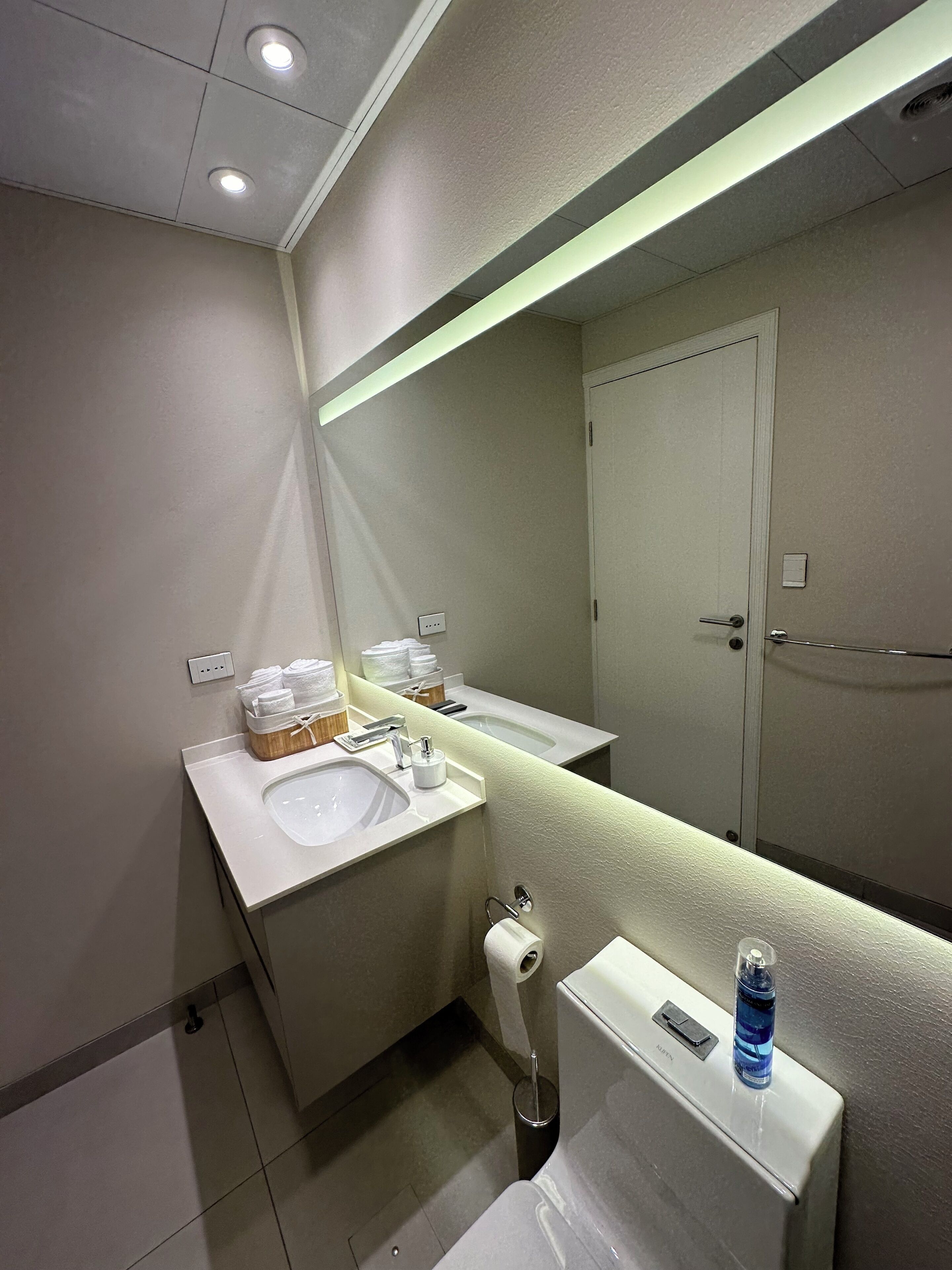 Haartrockner, Handtücher, Seife, Toilettenpapier