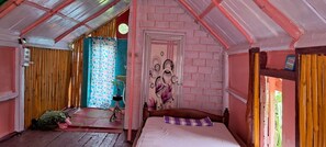 1 bedroom, desk, iron/ironing board, bed sheets