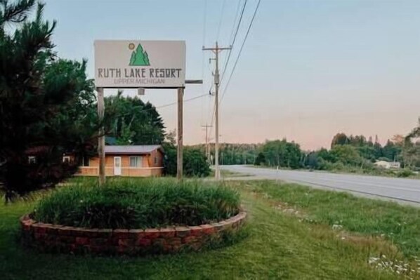 A sign for Ruth Lake Resort in Upper Michigan.