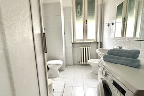 Shower, bidet, towels