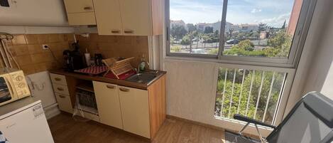 Fridge, microwave, oven, toaster