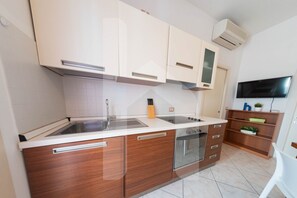 Fridge, oven, stovetop, cookware/dishes/utensils