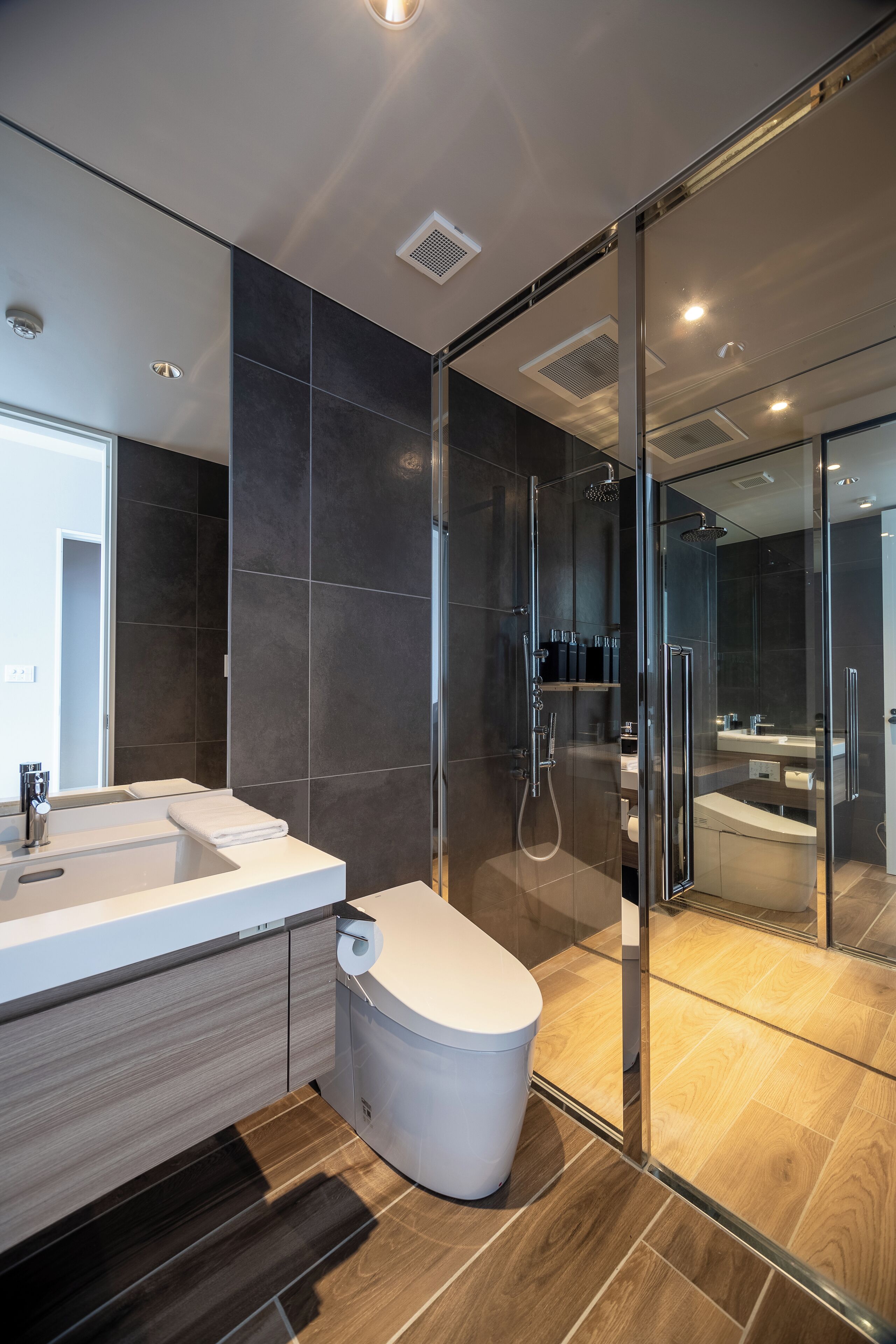 Shower, free toiletries, hair dryer, slippers